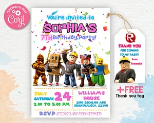 Roblox Birthday Party Invitation