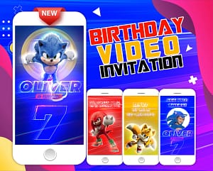 Sonic card, Sonic themed, Tails invite, Knuckles invite, ring Sonic, video game invite, 2nd birthday party, Sonic decor