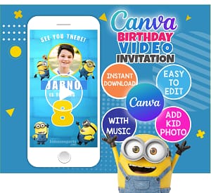 Minions birthday video invitation – editable Canva template for kids’ parties