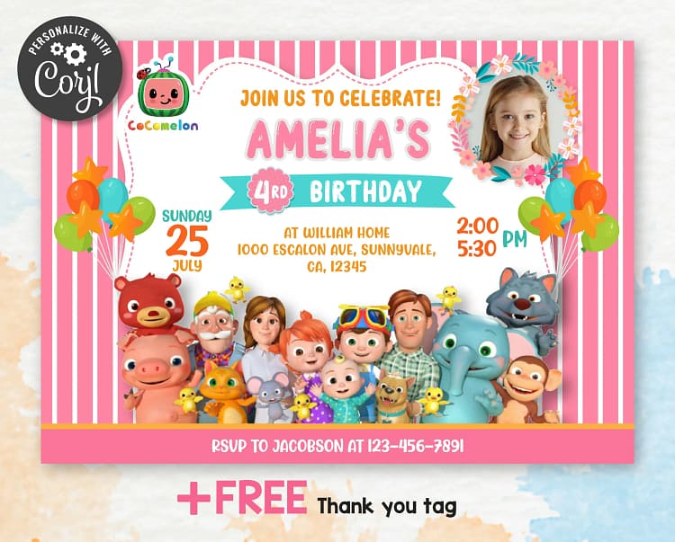 cocomelon birthday party invitation