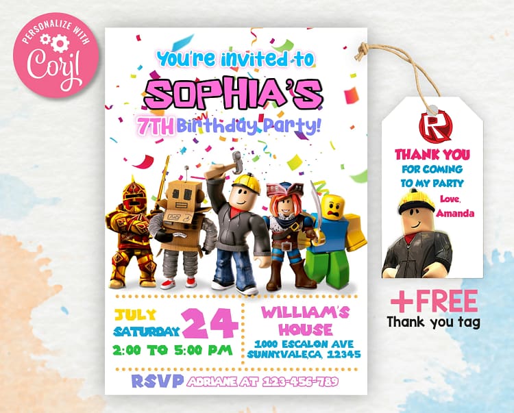 Roblox Birthday Party Invitation