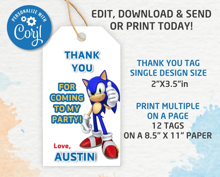 Sonic Thank you tags