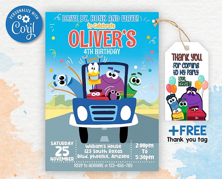 twins birthday invitation card