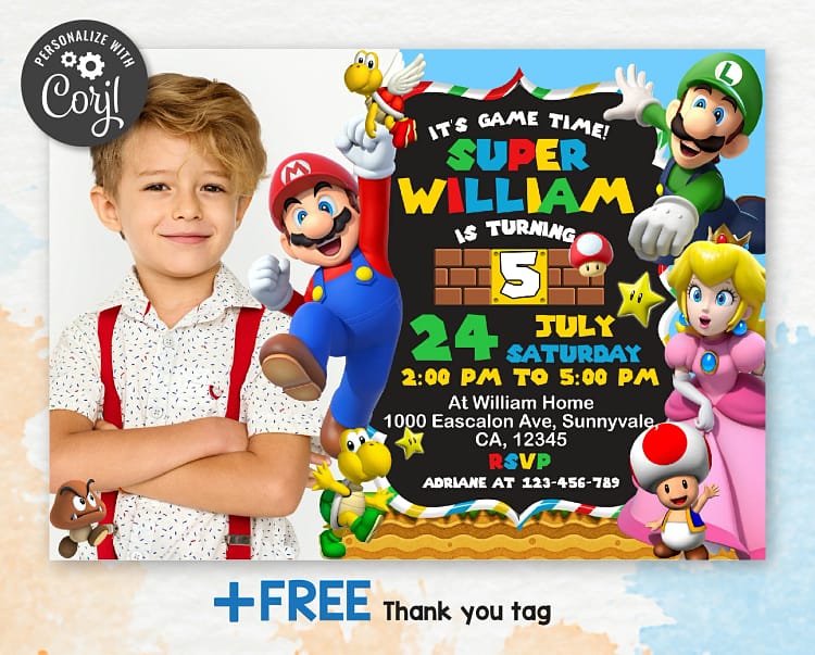 super mario party invitation