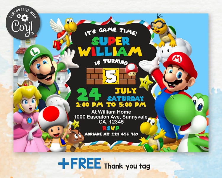 super mario invitation
