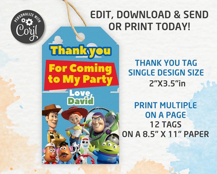 toy story thank you tags