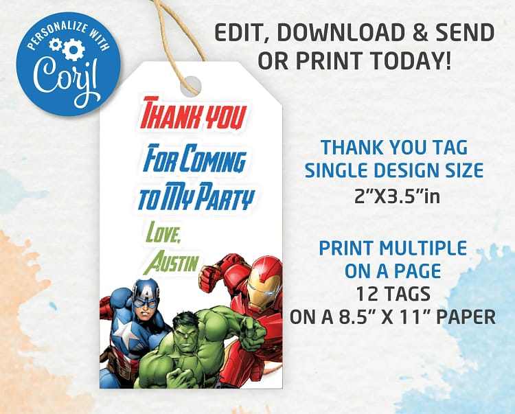 super heroes thank you tags