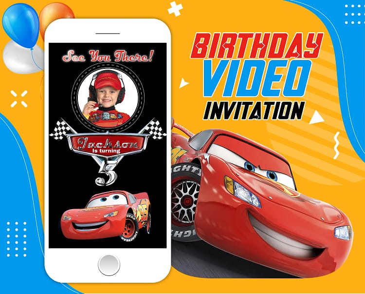 Cars Lightning McQueen Birthday Video Invitation – Custom Animated Invite for Kids
