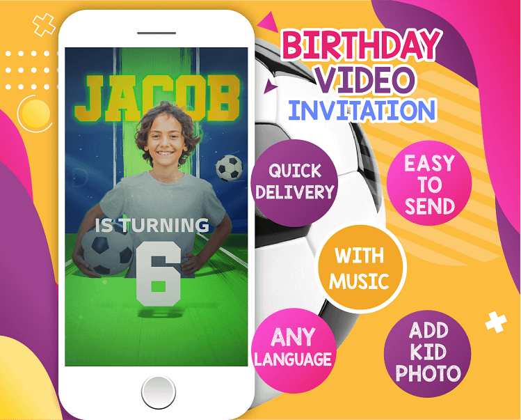 Soccer Birthday Invitation, Football Birthday Invitation, Soccer Party Invitation, Football Theme Birthday, Soccer Video Invitation, Editable Soccer Invitation, Sports Birthday Invitation, Real Madrid B