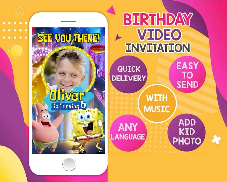Spongebob Birthday Video Invitation – Custom Animated Digital Party Invite